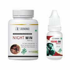 Zenonz Combo Pack of Night Win 500mg, 60 Capsules & Young On Gold 15ml